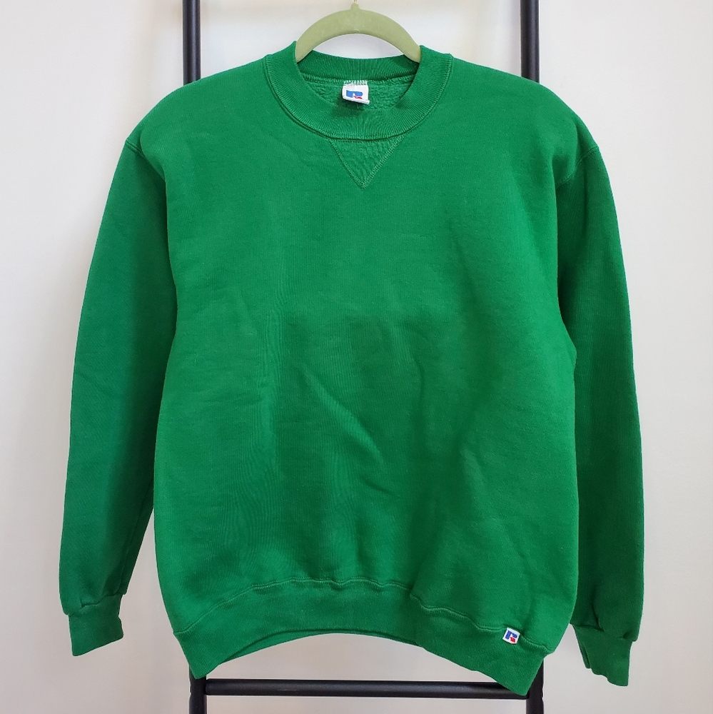 Vintage Russell Athletic green sweater sweatshirt cotton blend women size M